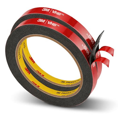 3M Double Sided Tape, Heavy Duty, 0.24" x 15.4Ft, 5925, Black, 2 Pack - size: 0.24" x 15.4Ft
