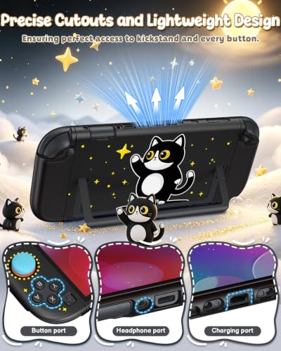 Switch 2 Cute Case,FYOUNG Dockable Cute Cat Hard Shell Cover for Nintendo 2 - color: Black Kitten, size: 7.9Inch Switch 2