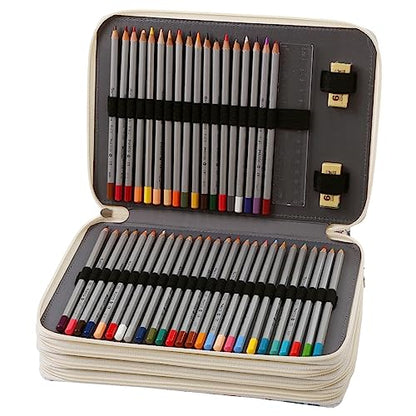 200 Slots Pencil Case 4-Layer Zipped Holder w/Handle - color: White + Flower, size: 200