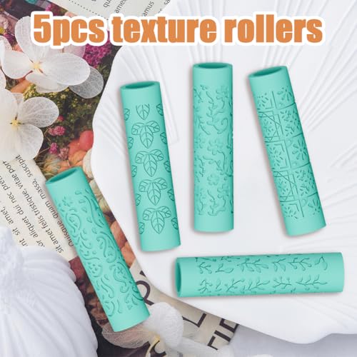 ORIGACH 5Pcs Mandala Paisley Polymer Clay Texture Roller for Earring Making - style: Flower Mandala & Paisley