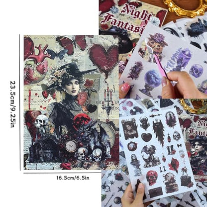 DAPUTOU 550PCS Vintage Scrapbook Stickers Books 24Sheets Vintage Stickers