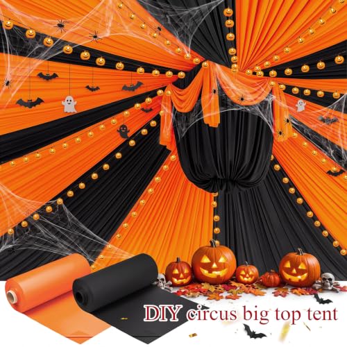 Moukeren Circus Carnival Table Cover Backdrop, Orange，Black, 2 Roll - color: Orange，black