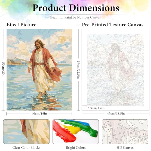 Dawnsphere Jesus Paint by Numbers Kit for Adults Without Frame 16x20 in - color: OP-US04