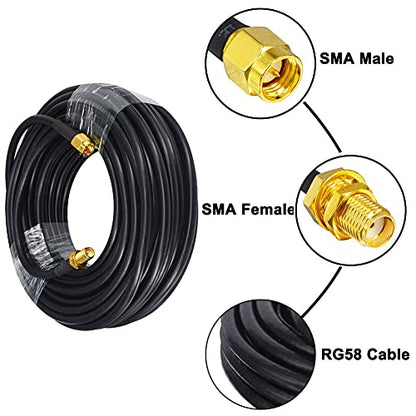 onelinkmore 49ft RG58 SMA Extension Cable, Male to Female, 50 Ohm Copper - size: 49FT