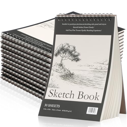 Jexine 60 Pcs Sketch Book Bulk 5.5"x8.5" Top Spiral Bound,Tree - style: Tree