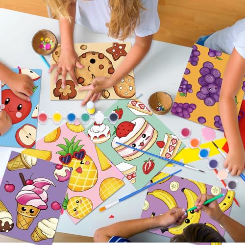 Louise Maelys 12Pack Pre Drawn Canvas to Paint for Kids,Fruit Food - color: FOOD