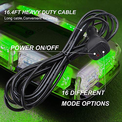 ASPL 48LED Roof Top Strobe Lights, High Visibility Emergency Safety Warning LED Mini Strobe Light bar with Magnetic Base for 12-24V Snow Plow, Trucks, Construction Vehicles (Green/White) - color: Green/White