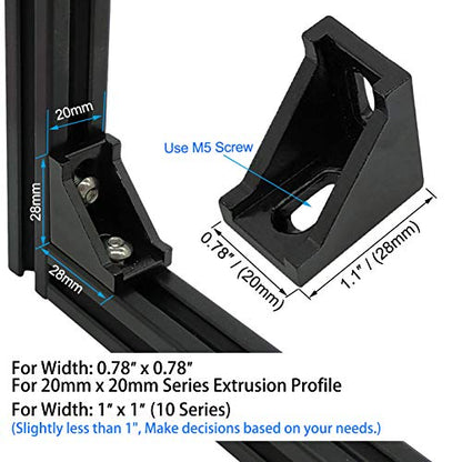 10 Sets 2020 Aluminum Extrusion Hardware Accessories Corner Bracket - style: 10Pcs 20x28 Bracket with M5 Bolt Nut