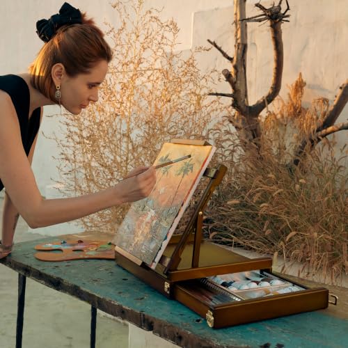 MEEDEN Portable Tabletop Easel for Painting: Artist Sketchbox - color: Walnut