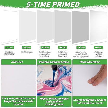 Oleitodh 6 Pack Stretched Canvas 24x36 Inch Large Cotton Painting Canvas - size: 24" x 36"-6 Pack