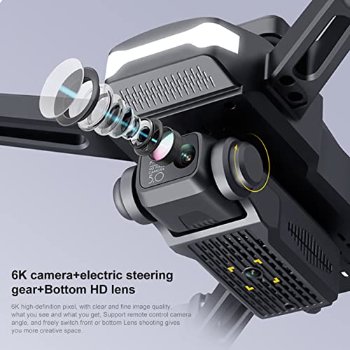 Drones with Camera for Adults 6K Foldable Headless Drone with Obstacle Avoidance Function Optical Flow Positioning Gesture Photography with Storage Bag 2 Battery