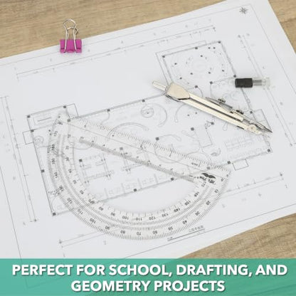 Mr. Pen- Compass and Protractor Set, Metal Math Compass with Refills, 6 Inch Protractor, Plastic Drawing Tool, Student Geometry Math Set for Students, School, Art, Drafting