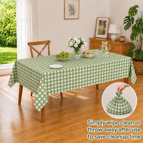 3 Pcs Sage Green Gingham Tablecloths, Checkered Table Covers 54 x 108 Inch - color: Sage Green
