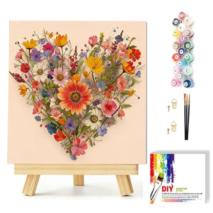 Gemozaic Flowers Paint by Numbers Kit for Adults with Frame and Easel - color: BKH2152