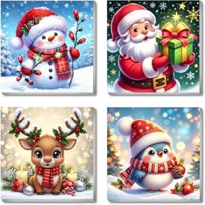 Ekuxom 4 Pack Christmas Paint by Numbers Kit for Adults Beginner with Frame - color: 4 Pack Christmas