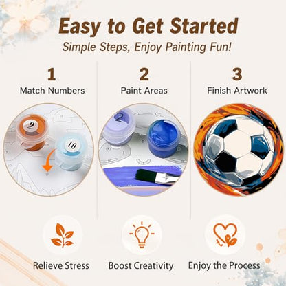 AUKELHJ 4 Pack Framed Paint by Numbers Kit for Adults, Sport, 8x8 inch - color: 08-Ball Sports