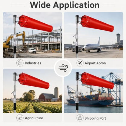 8 in x 36 in Airport Windsock Pole Kit, Red Windsocks