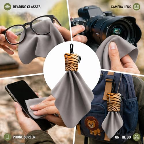 SPUDZ Classic Microfiber Lens Cleaner – Clip-On Pouch, Washable – for Binoculars, Scopes, Glasses, Screens | Classic | Vanish Tan, 6 x 6 Inch - color: Vanish Tan, size: 6 x 6 Inch