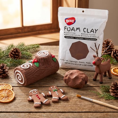 BOHS Foam Clay, Brown Air Dry Modeling Clay, 1.1 lb - color: Brown, size: 500 g