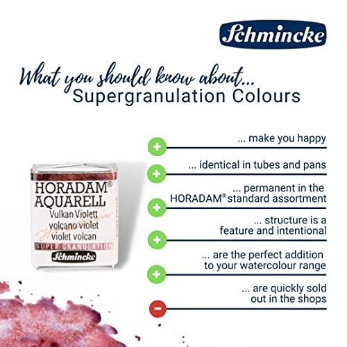 Schmincke - HORADAM® AQUARELL, Super Granulation, 14 955 044 Deep Sea Black, 1/2 Pans, Very Strong granulating Colors, Finest, Super granulating Watercolors - color: 955 deep sea black
