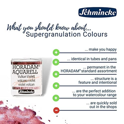 Schmincke - HORADAM® AQUARELL, Super Granulation, 14 955 044 Deep Sea Black, 1/2 Pans, Very Strong granulating Colors, Finest, Super granulating Watercolors - color: 955 deep sea black