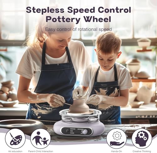 Alldeer Mini Pottery Wheel for Kids Teens Girls Beginners - color: purple