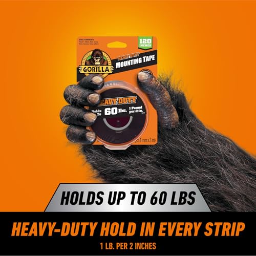 Gorilla Heavy Duty Double Sided Mounting Tape, Black, 1" x 120", 1-Pack - size: 1" x 120" (1-Pack), style: 1 Pack