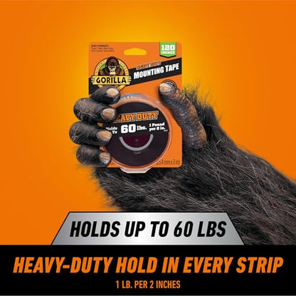 Gorilla Heavy Duty Double Sided Mounting Tape, Black, 1" x 120", 1-Pack - size: 1" x 120" (1-Pack), style: 1 Pack