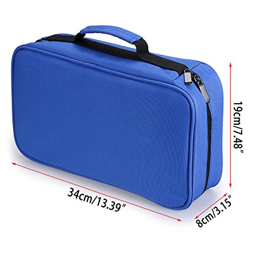 BTSKY Art Marker Carrying Case Lipstick Organizer-60 Slots Canvas Zippered - color: Blue