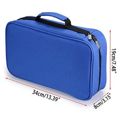 BTSKY Art Marker Carrying Case Lipstick Organizer-60 Slots Canvas Zippered - color: Blue