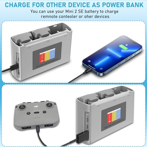 Anegine Mini 4K Battery for DJI Mini 2/4K and Charging Hub, 2-Pack 2400mAh