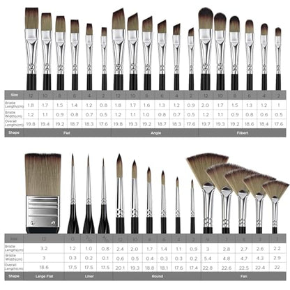 Bougimal 33 Pcs Paint Brush Set, No-Shedding Artist Paint Brushes - color: Black