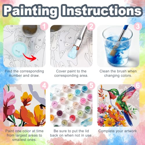 Hummingbird Framed Paint by Numbers Kit for Adults Beginner 8x12 inch - color: Frame-OP-US04