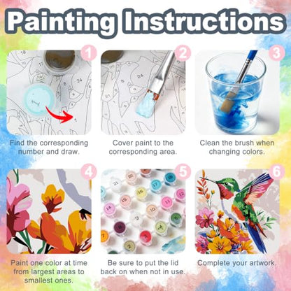 Hummingbird Framed Paint by Numbers Kit for Adults Beginner 8x12 inch - color: Frame-OP-US04