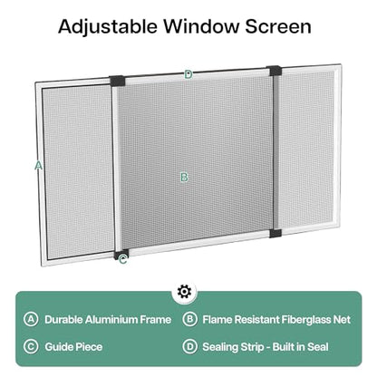 paramondo Expandable Window Screen, 10" H x 19.6" - 36" W, 4 Pack - size: Small (10" H x 19.6"-36" W, 4 Pack)