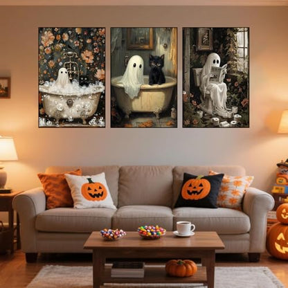 Axquilon 3 Packs Halloween Framed Paint by Numbers Kit for Adults 8x10in - color: 3 Pack Ghost with Easel
