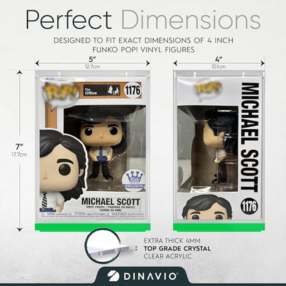 Dinavio Crafthouse Acrylic Funko Pop Display Case - Sturdy Stackable Design - 4mm Case Compatible with 4'' Vinyl Figures - Green Base - color: Green Base