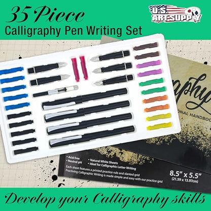 U.S. Art Supply 35-Piece Calligraphy Pen Set - 4 Pens, 5 Nibs, 22 Inks