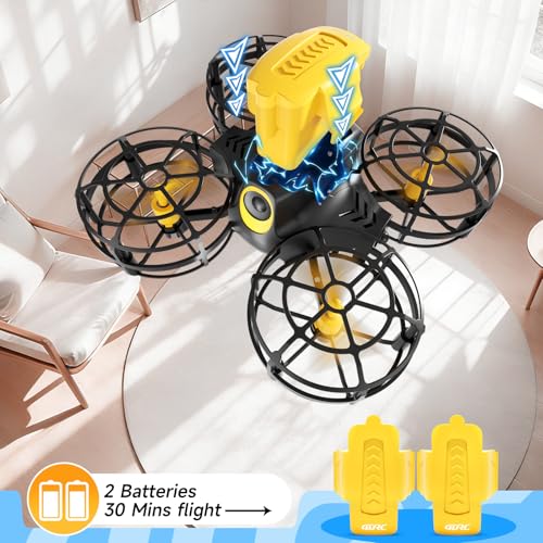 4DRC V18 Mini Kids Drone, Beginner RC Quadcopter with 2 Control Methods, Headless Mode, Auto Hover, 3D Flips, LED Lights, 3 Speeds, 2 Batteries, Fly Toy Gift for Boys