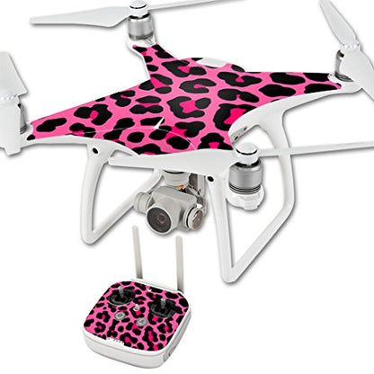 MightySkins Skin Compatible with DJI Phantom 4 Quadcopter Drone wrap Cover Sticker Skins Pink Leopard
