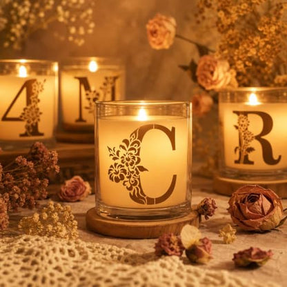 36 Floral Letter Stencils for Monograms, Wedding Signs, Names, Date Cards - color: Letters