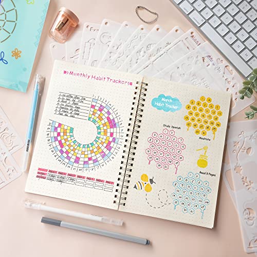 Bullet Journal Stencils (36PCS), Journaling Supplies Accessories Kit, Planner Stencils Calendar Templates
