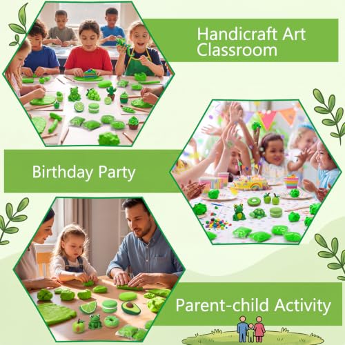 Air Dry Clay Bulk, Modeling Clay for Kids, 100 Pcs, Green - color: Green