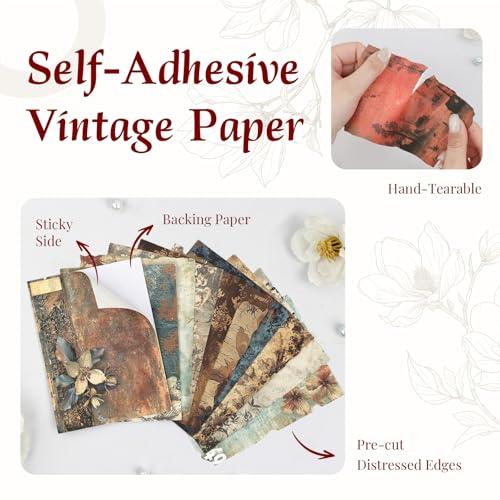 Dizdkizd 60 Sheets Vintage Scrapbook Paper Junk Journal Sticker Set