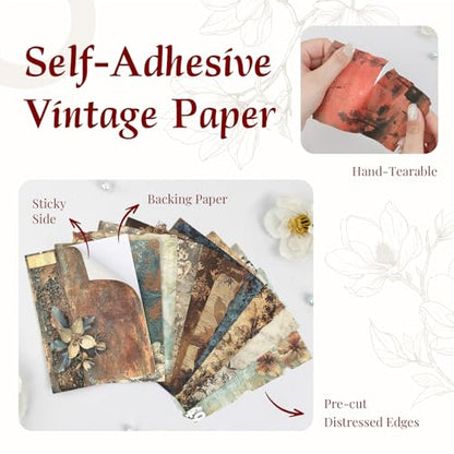 Dizdkizd 60 Sheets Vintage Scrapbook Paper Junk Journal Sticker Set