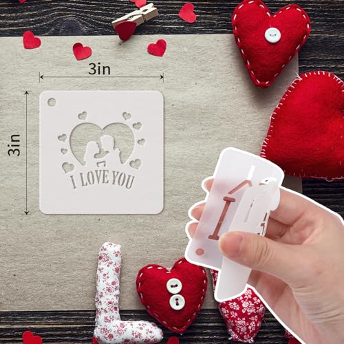 Augshy 56 Pack Valentine's Day Stencils, Reusable Craft Templates, 3 Inch - style: Valentines