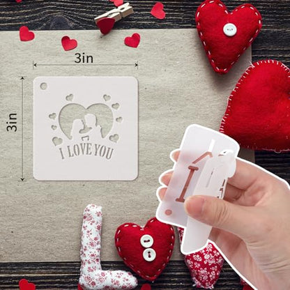 Augshy 56 Pack Valentine's Day Stencils, Reusable Craft Templates, 3 Inch - style: Valentines