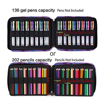 Pencil Case Holder Slot with Zipper Closure Large Capacity Pen Organizer - color: purple