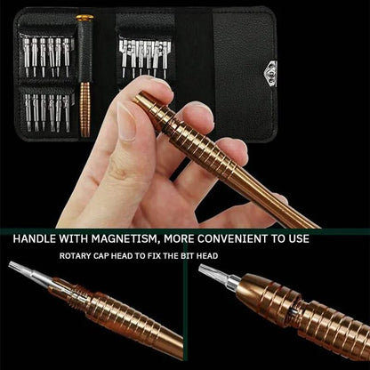 Precision Screwdrivers, 25-1 Repair Kit, Screwdriver Set with Leather Case, Professional Opening Tools for Mobile Laptop Glasses, Star/Y-type/Flat-blade/Triangle Screwdrivers