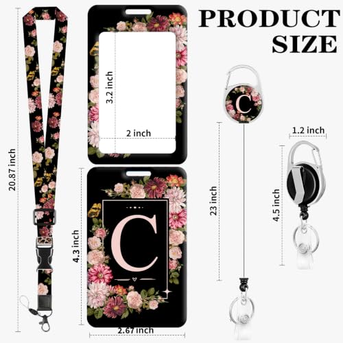 C Retractable Badge Holder Reel with Detachable Breakaway Lanyard for Her - color: C
